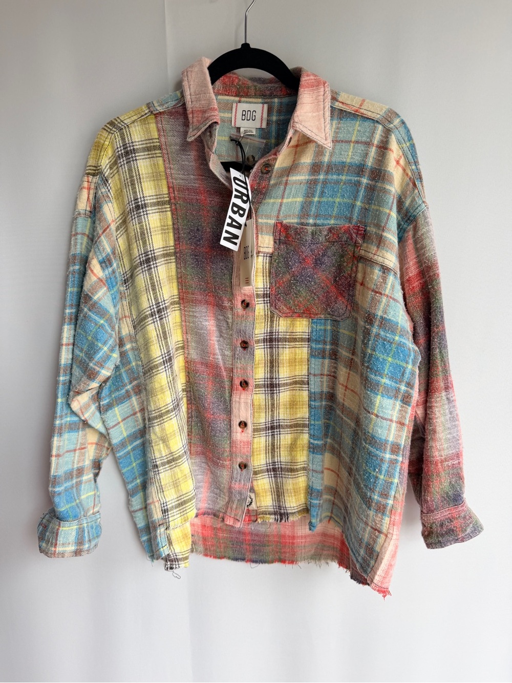 BDG Urban Outfitters Patchwork Plaid Flannel Shirt XS – Oversized Boyfriend Fit